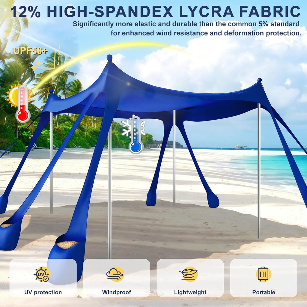 Ab zum Strand - Tragbarer Strandzelt-Sonnenschutz UPF 50+, Perfektes 3x3 m Pop-Up-Vordach für Spaß im Freien