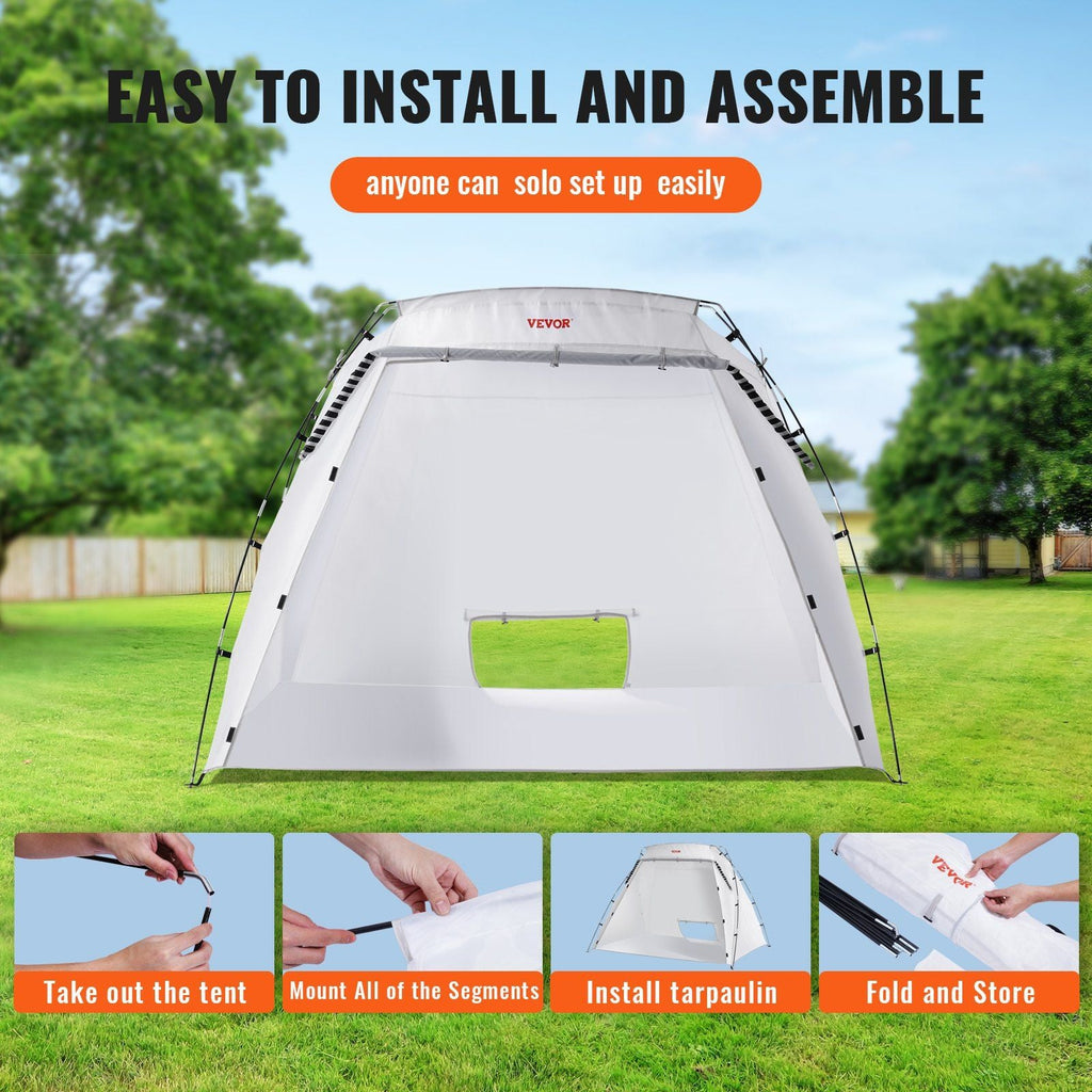 Cabine de peinture portable, tente de pulvérisation plus grande avec plancher intégré et écran en maille, station de tente de peinture pour meubles, outils de bricolage, abri de peinture de 2,3 x 1,6 x 1,6 m