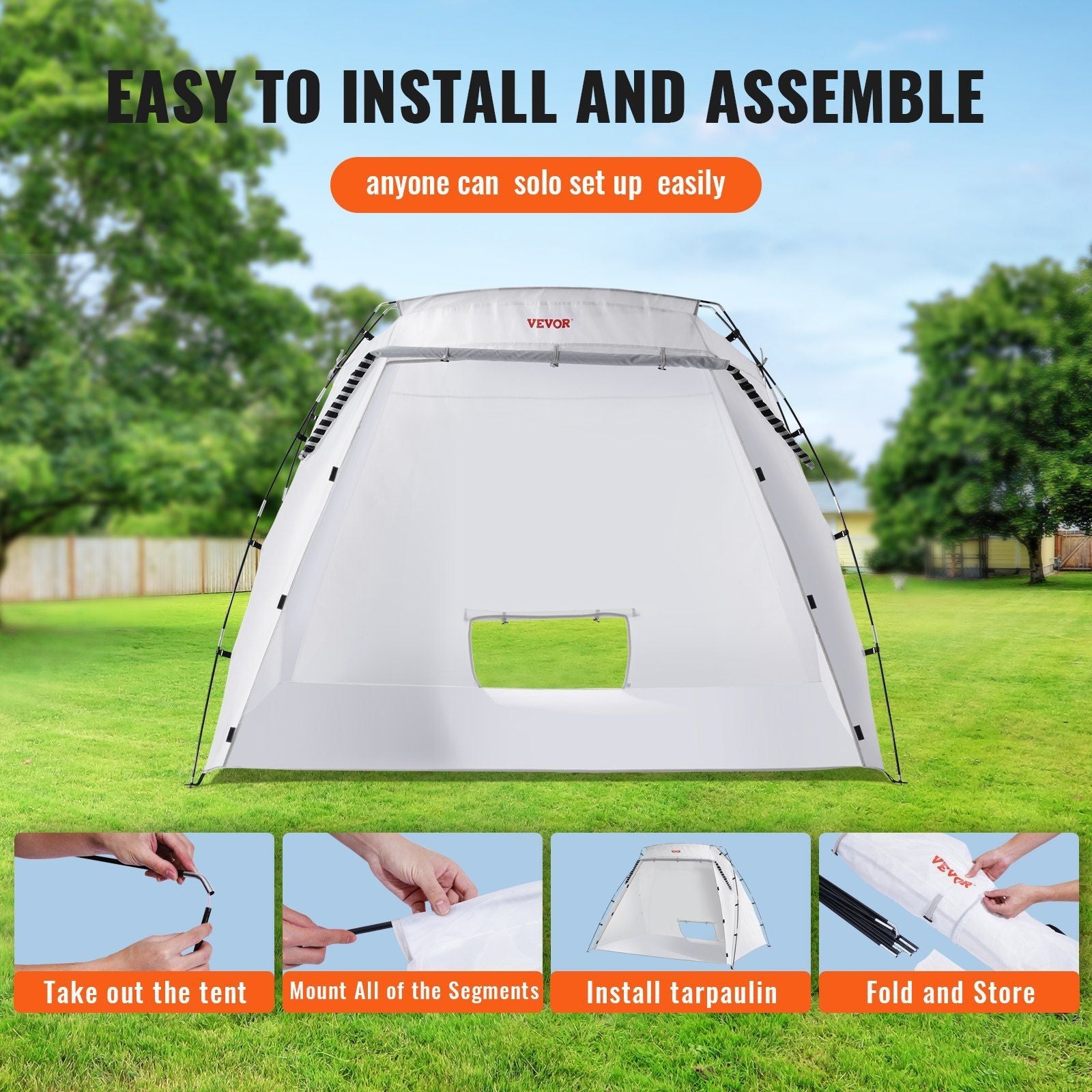 Cabine de peinture portable, tente de pulvérisation plus grande avec plancher intégré et écran en maille, station de tente de peinture pour meubles, outils de bricolage, abri de peinture de 2,3 x 1,6 x 1,6 m