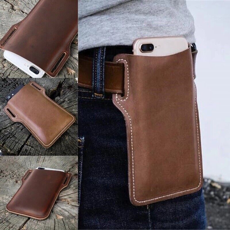 Sac de ceinture pour homme pour téléphone portable, pochette de taille en cuir, étui portefeuille