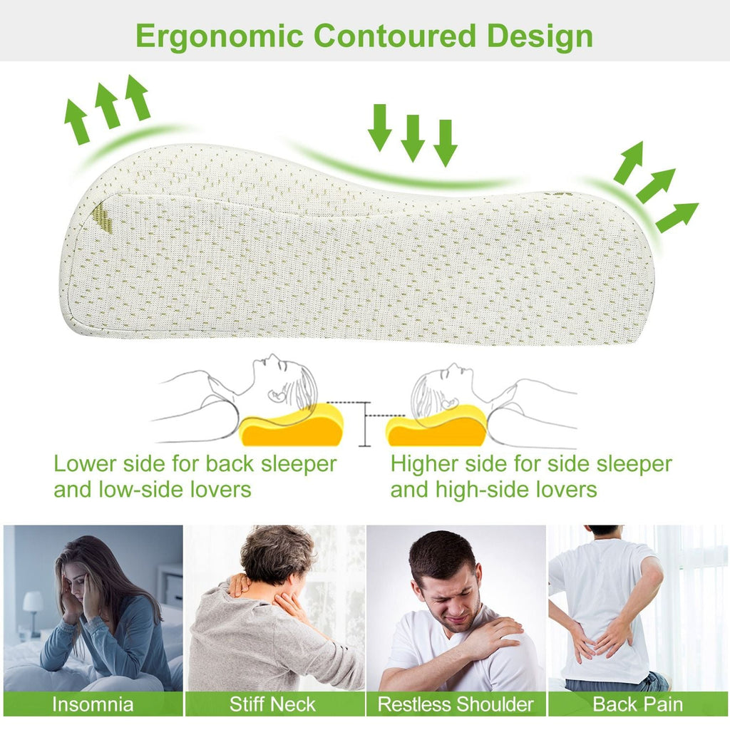 Bambus Memory Foam Schlaf Kissen Konturiertes Nackenstützkissen Orthopädisches Kissen Nackenstütze Atmungsaktives Kissen