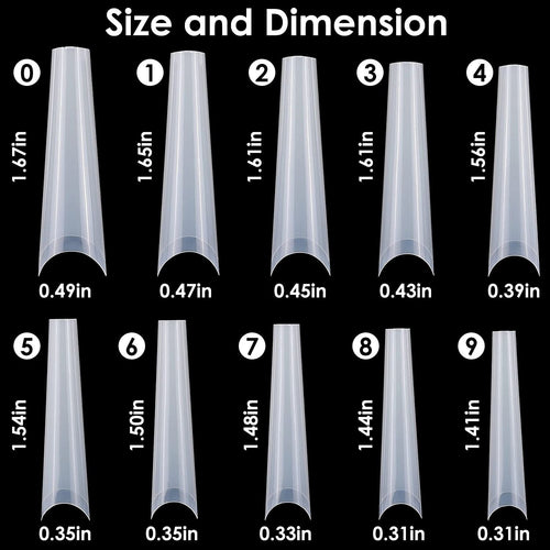 500 Stück Falsche Nagelspitzen C-Kurve Half Cover French Nails Extra Lange Künstliche Fingernägel Für Nagelstudios Zuhause DIY 10 Größen