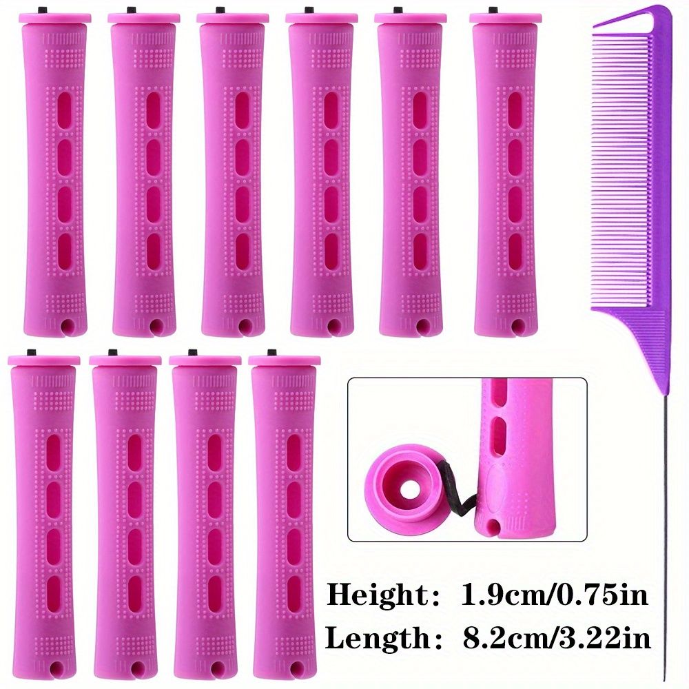 10er-Pack professionelle Dauerwellenwickler mit Kamm und Gummibändern – kurze Lockenwickler für perfektes Haarstyling und Frisieren