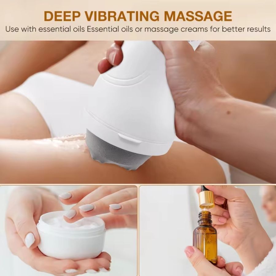 Körpermassagegerät mit 8 Aufsätzen Vibrationsmassagegerät für Körperformung Massagegerät Roller Schulter- und Nackenmassagegerät Handheld-Cellulite-Massagegerät zur Körperentspannung mit Gratisgeschenk