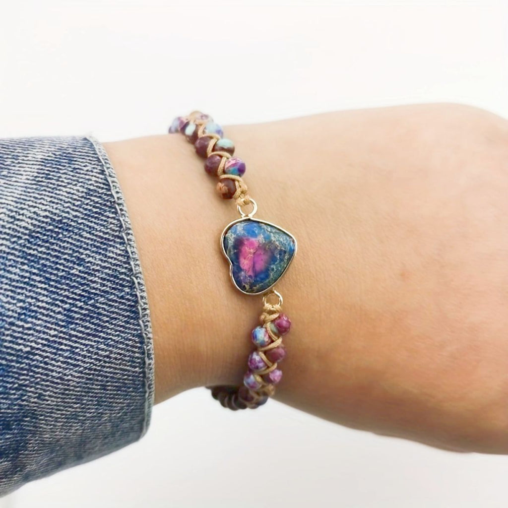 Heiß verkaufte Armband grenzüberschreitende Warenhandelsquelle Rotes Kaiserstein Armband Pfirsichherz Liebe Handkette geflochtenes Armband