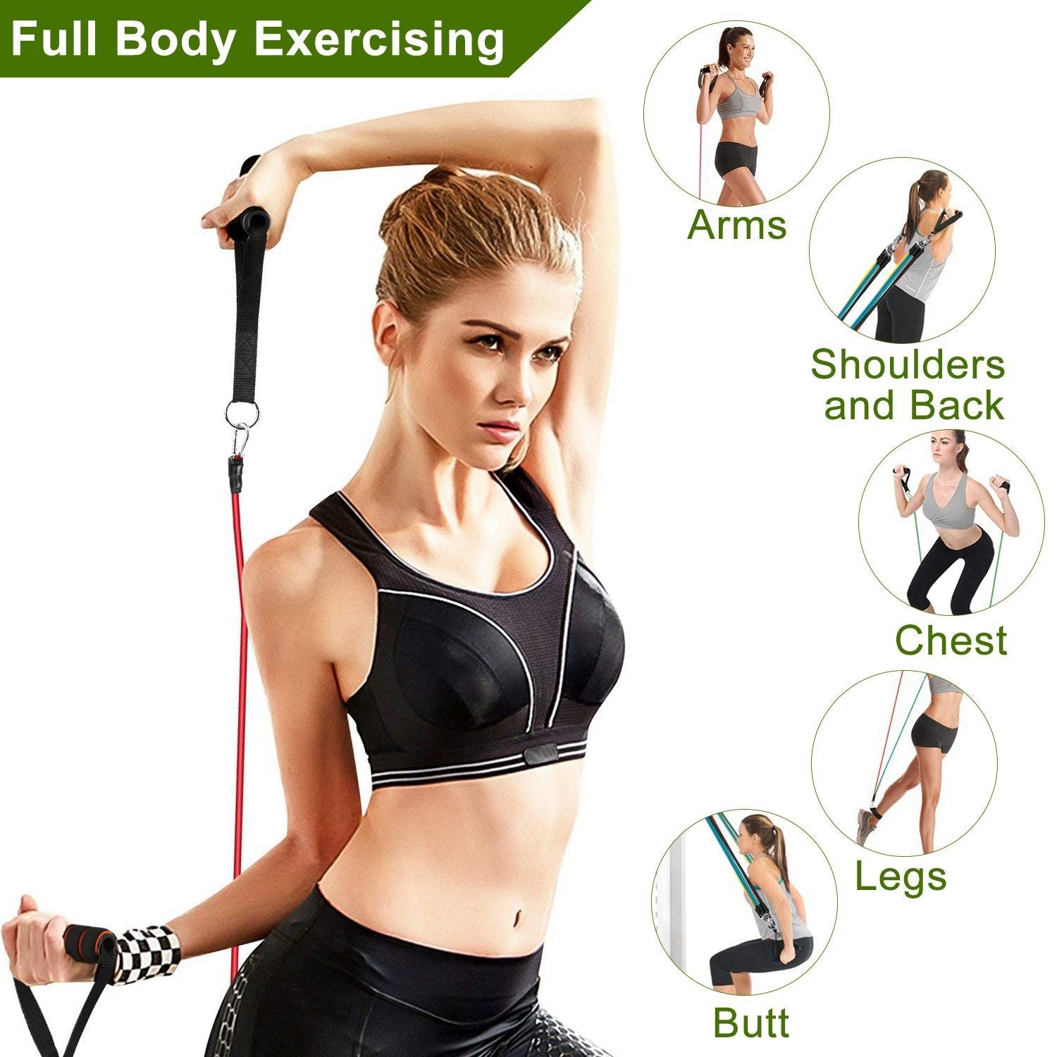 11-teiliges Widerstandsband-Set Fitness-Trainingsrohre Übungsbänder bis zu 45 kg