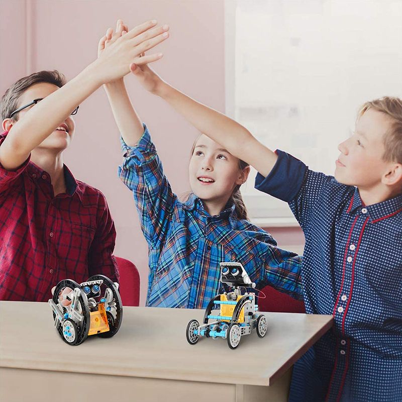 Kit robot solaire STEM pour enfants ; 12-en-1 jouets scientifiques éducatifs STEM ; Kit de construction DIY alimenté par l'énergie solaire pour garçons et filles de 8 9 10 11 12 13 ans