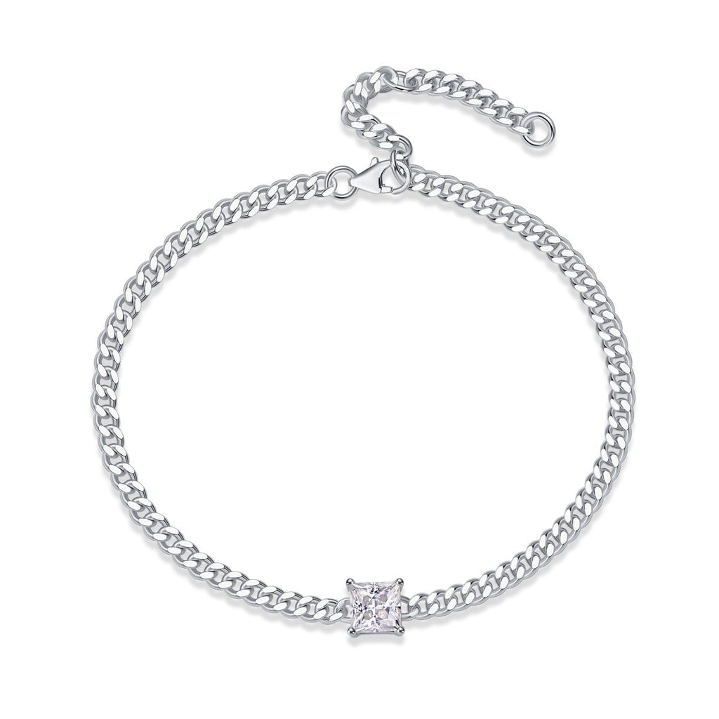 Resolute – Ein modisches Armband mit Moissanit, S925 Sterlingsilber und platinierten Diamanten, ein luxuriöses Silber-Accessoire