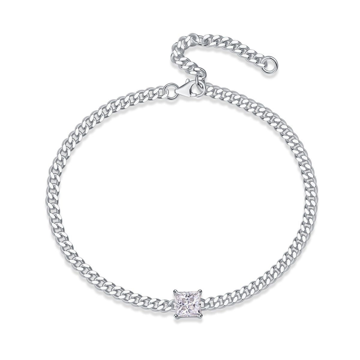 Resolute – Ein modisches Armband mit Moissanit, S925 Sterlingsilber und platinierten Diamanten, ein luxuriöses Silber-Accessoire