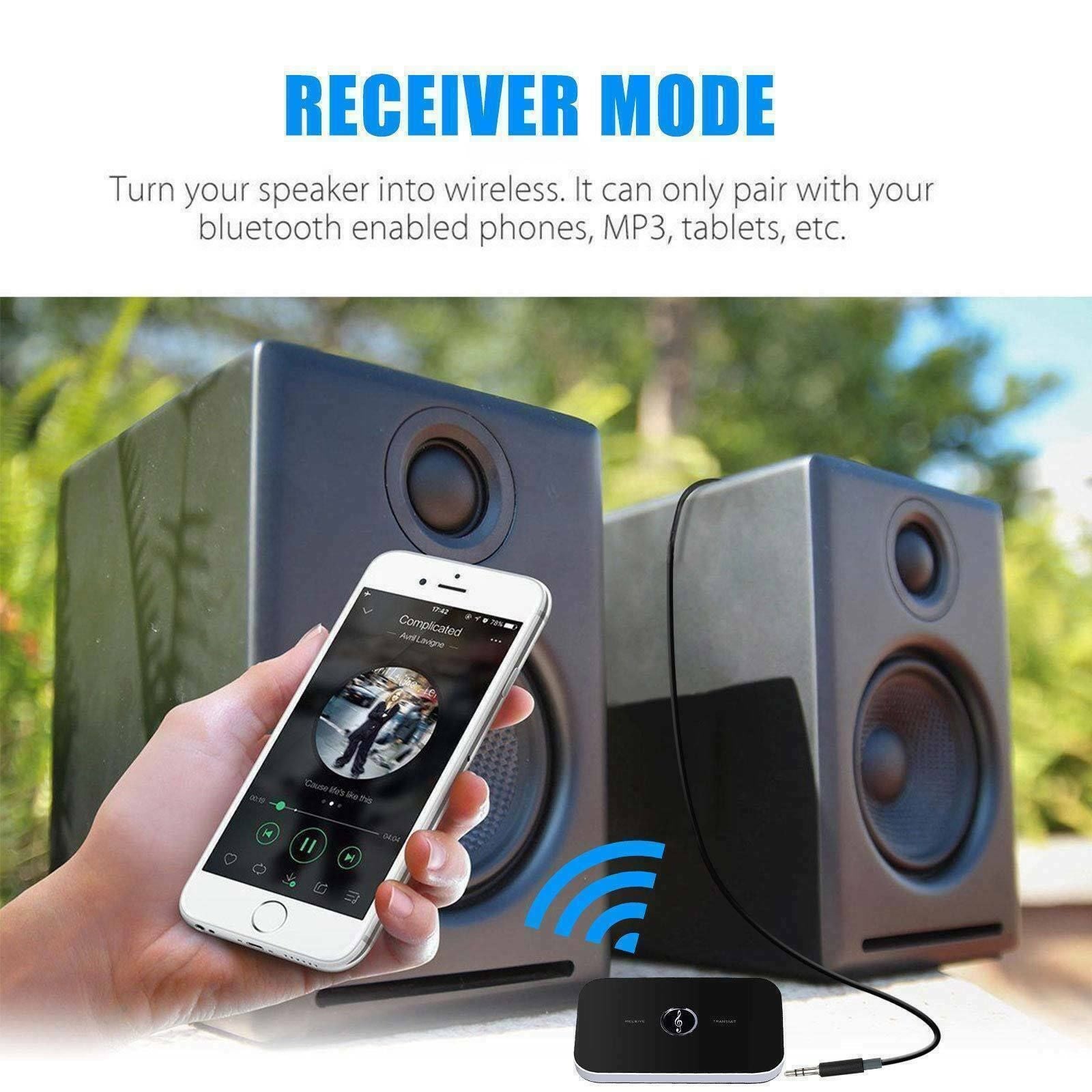 Émetteur-récepteur Bluetooth 5.0 2 EN 1 sans fil, adaptateur audio Aux prise jack 3,5 mm