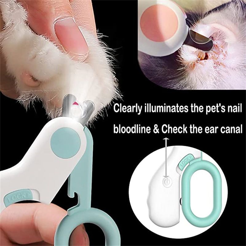 Coupe-ongles pour animaux de compagnie chiens et chats ; Coupe-ongles pour chiens avec lumières LED ; Outils professionnels de toilettage et de beauté
