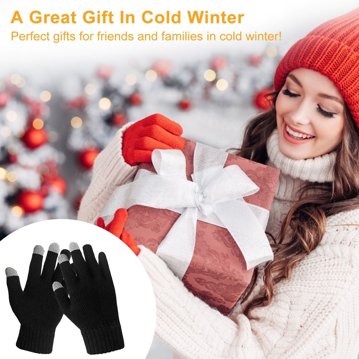 Gants écran tactile unisexe à doigts complets Gants tricotés chauds d'hiver pour la chaleur Course Cyclisme Camping Randonnée