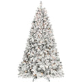 Sapin de Noël artificiel floqué de 2,4 m avec 700 lumières UL, 54 pommes de pin et 1754 branches, effet neige