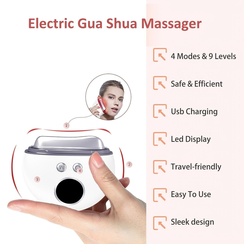 1 Stk. Elektrisches Gua Sha Gesichtsgerät; Gesichtsschabemassagegerät mit 9 Modi; Hautpflegegerät zur Anti-Aging-Behandlung; Verbesserung der Gesichtskontur