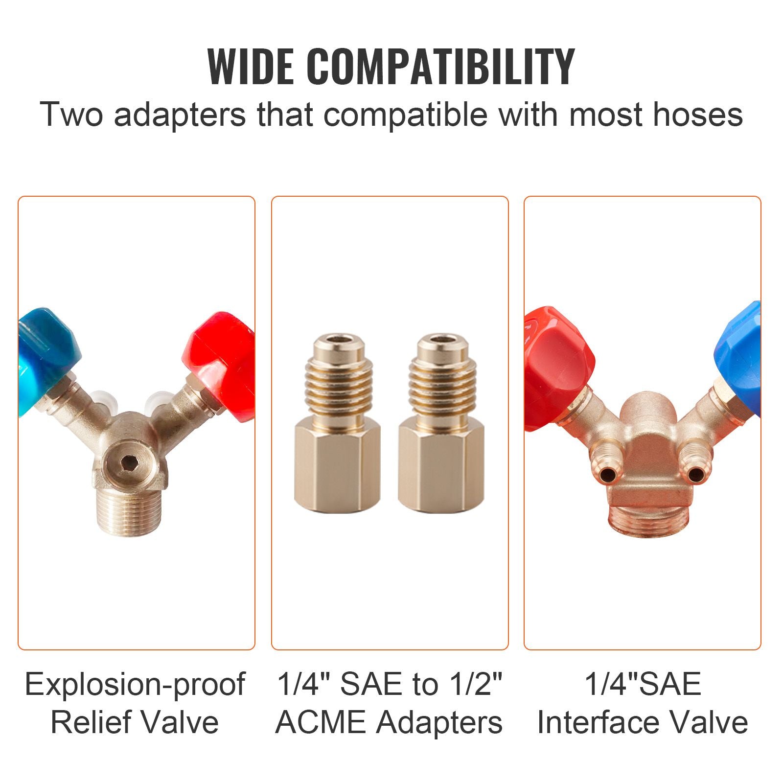 Bouteille de récupération de réfrigérant, capacité de 13,6 kg, bouteille de cylindre portable de 400 psi avec vanne Y pour liquide/vapeur, bidon de récupération haute étanchéité pour R22/R134A/R410A, orange+gris