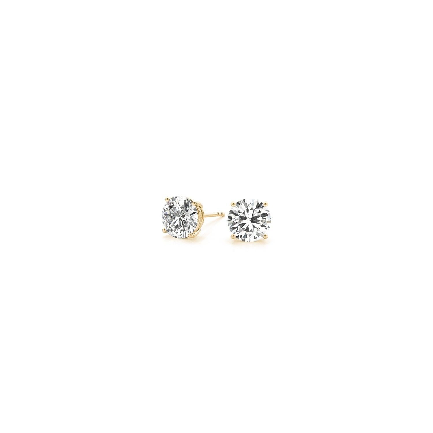1/2 Karat runder, im Labor gezüchteter Diamant-Ohrstecker aus 585er Gelbgold (G/VS2)