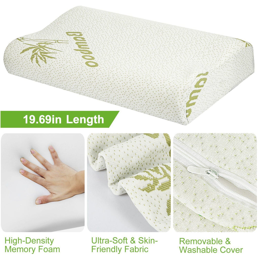 Bambus Memory Foam Schlaf Kissen Konturiertes Nackenstützkissen Orthopädisches Kissen Nackenstütze Atmungsaktives Kissen