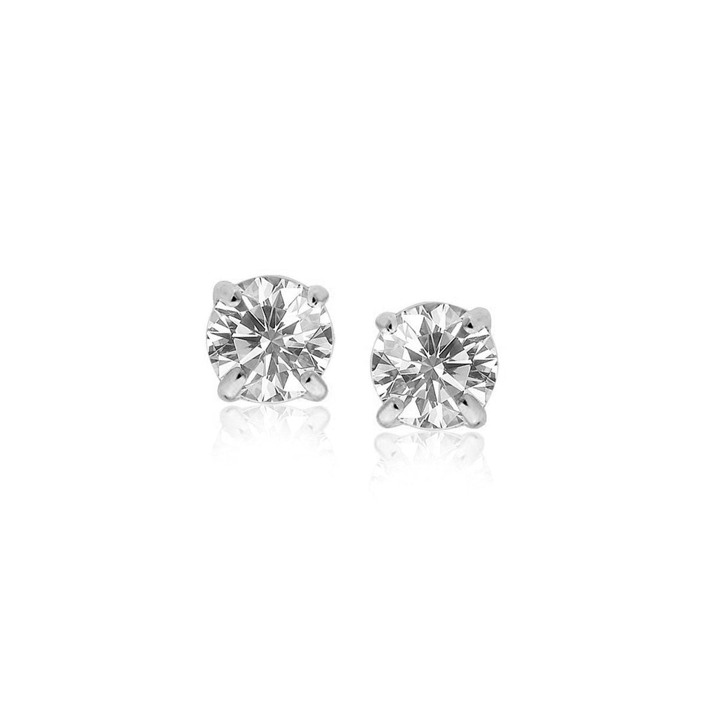 Ohrstecker aus Sterlingsilber mit facettierten Zirkonia in Weiß (5 mm)