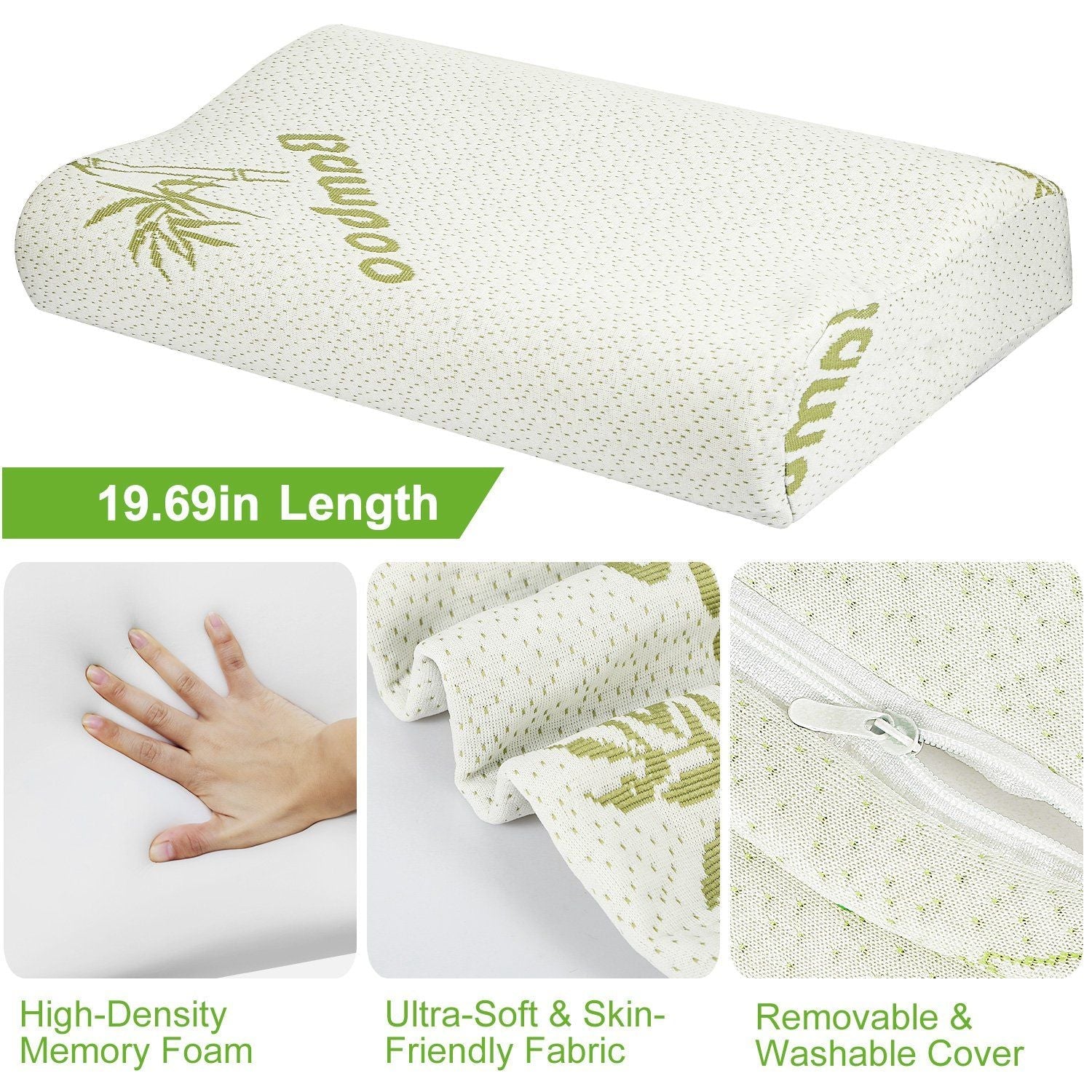 Bambus Memory Foam Schlaf Kissen Konturiertes Nackenstützkissen Orthopädisches Kissen Nackenstütze Atmungsaktives Kissen