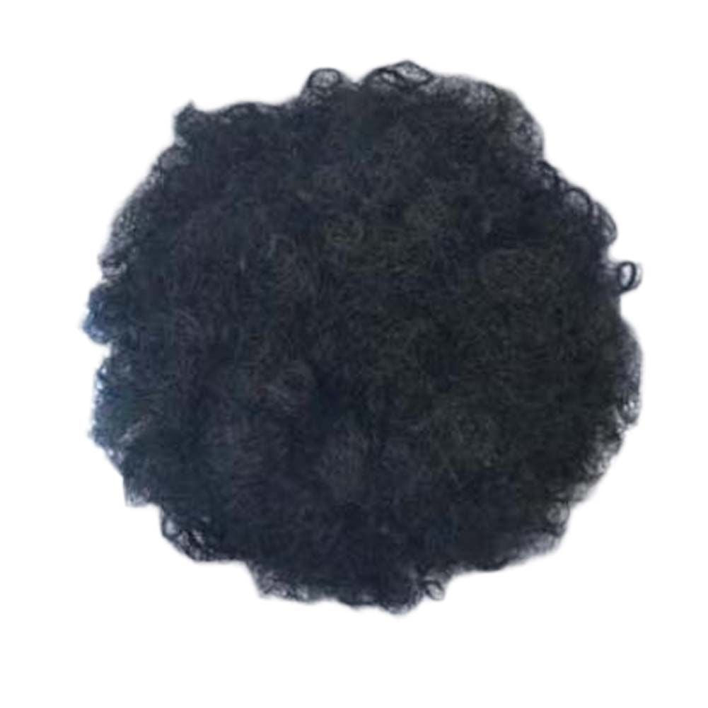 Afro Puff Haarknoten mit Kordelzug, kurze synthetische Pferdeschwanzverlängerung, Clip-On Kinky Lockenwickler, schwarzes Haarteil