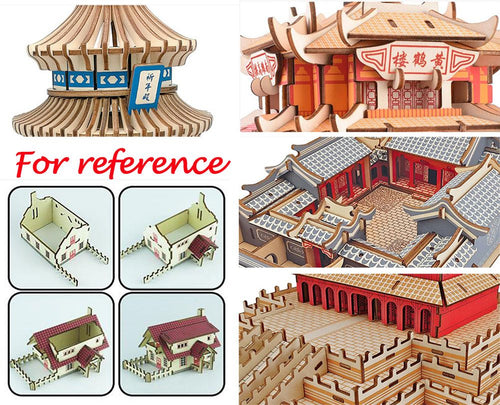 3D Holzpuzzle für Erwachsene Chinesischer Innenhof DIY-Montage Stadtbild-Modell Heimdeko Geschenk