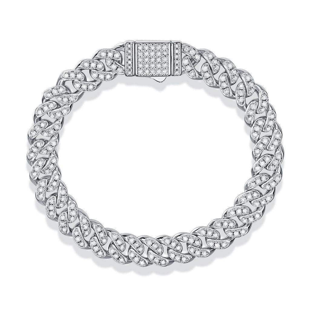Licht des Glaubens – Ein modisches Armband für Herren, besetzt mit Moissanit, aus Sterlingsilber 925 und Platin-plattiertem Diamanten
