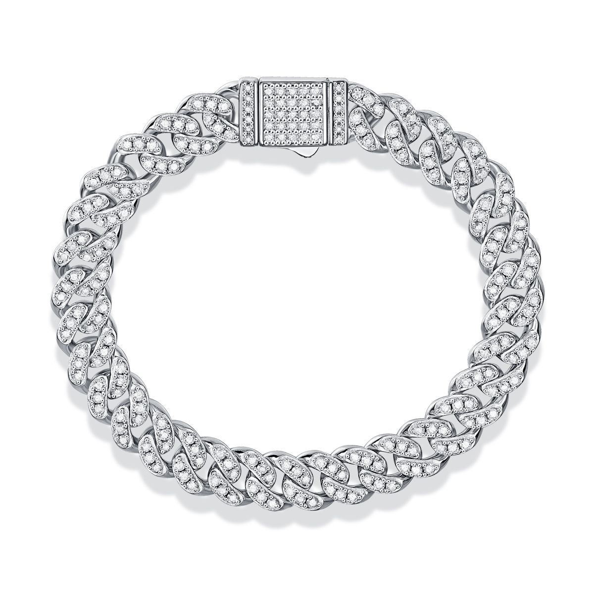 Licht des Glaubens – Ein modisches Armband für Herren, besetzt mit Moissanit, aus Sterlingsilber 925 und Platin-plattiertem Diamanten