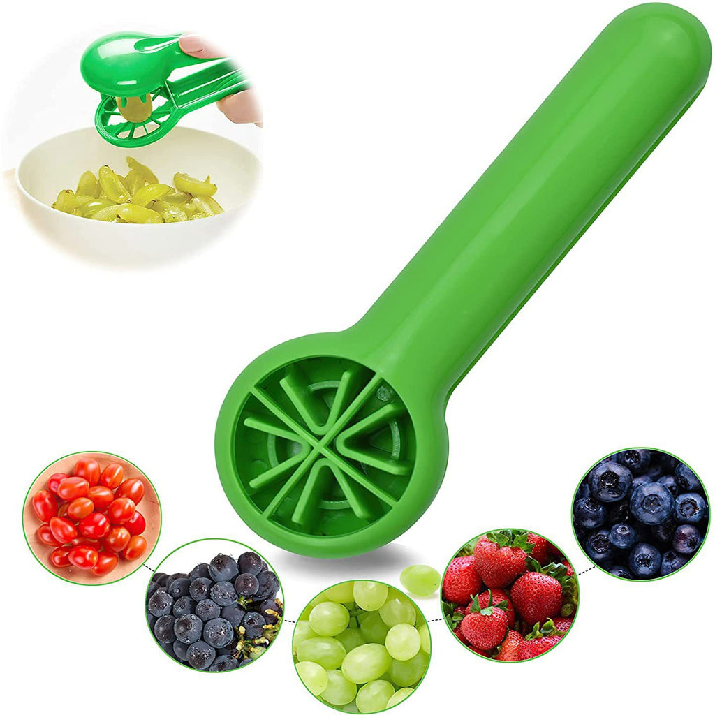 Trauben-Kirsch-Erdbeer-Schneider - Multifunktionaler Gemüse- und Obstschneider - Klingenlos - Grün - Kreativer Kinderbedarf - Küchengerät