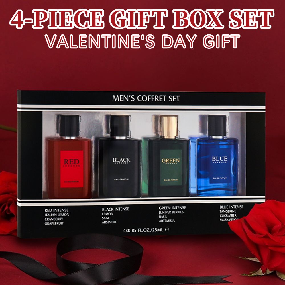 4-teiliges Set, Herren Eau De Toilette Spray Geschenkbox, Lang anhaltender Duft, 4 verschiedene Aromen, 25ml/Flasche, Valentinstag und andere Festlichkeiten