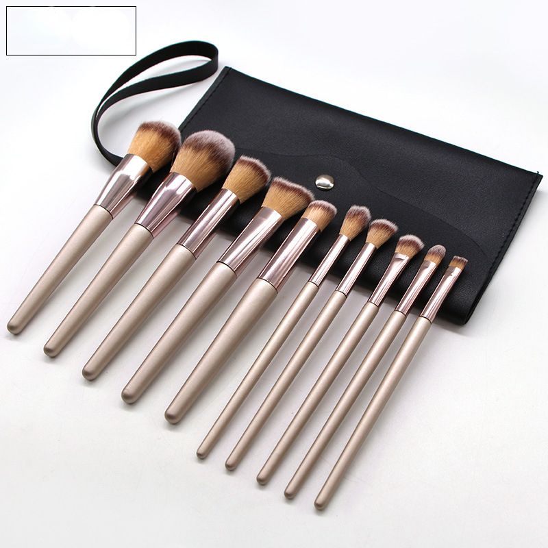 10 Stk. Hochwertiges professionelles Make-up-Pinsel-Set Lidschatten Braun Foundation Puder Kosmetik