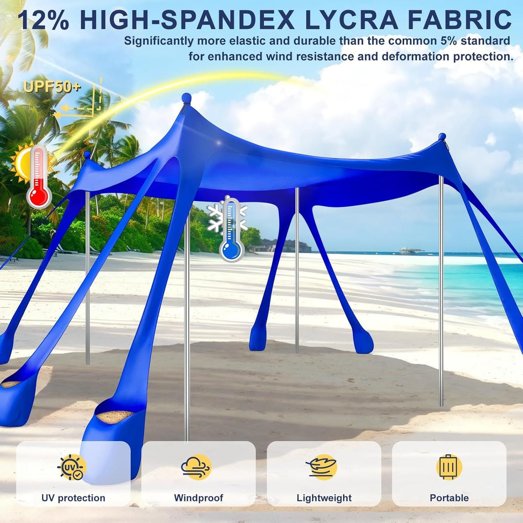 Ab zum Strand - Tragbarer Strandzelt-Sonnenschutz UPF 50+, Perfektes 3x3 m Pop-Up-Vordach für Spaß im Freien