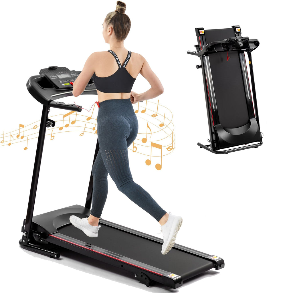 Faltbares Laufband mit Steigung, 2,5 PS, 12 km/h, elektrisches Laufband für zu Hause, klappbar, Bluetooth-Musik, Getränkehalter, Herzfrequenzsensor, Walking-Laufmaschine für Indoor-Heimtraining, Fitness