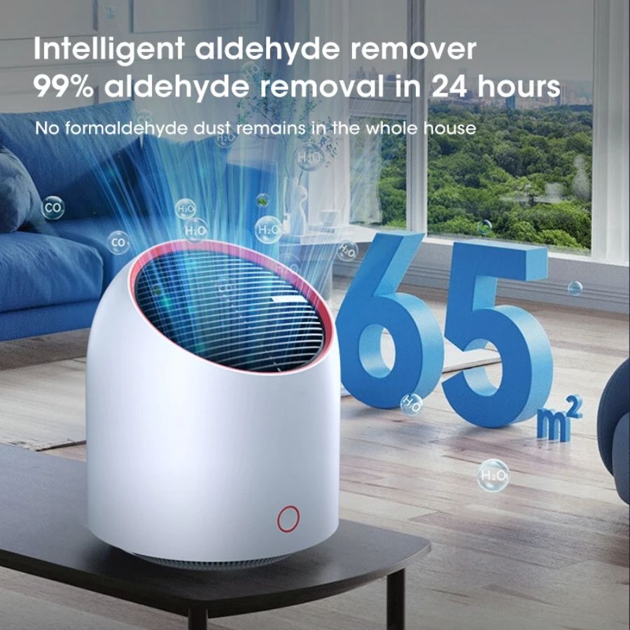 Portable Air Purifier 4000mAh Battery USB Rechargable Air Cleaner Desktop Electronic Filter Portable Negative Ion Remove Activated Carbon Sterilizer Air Filter Duster