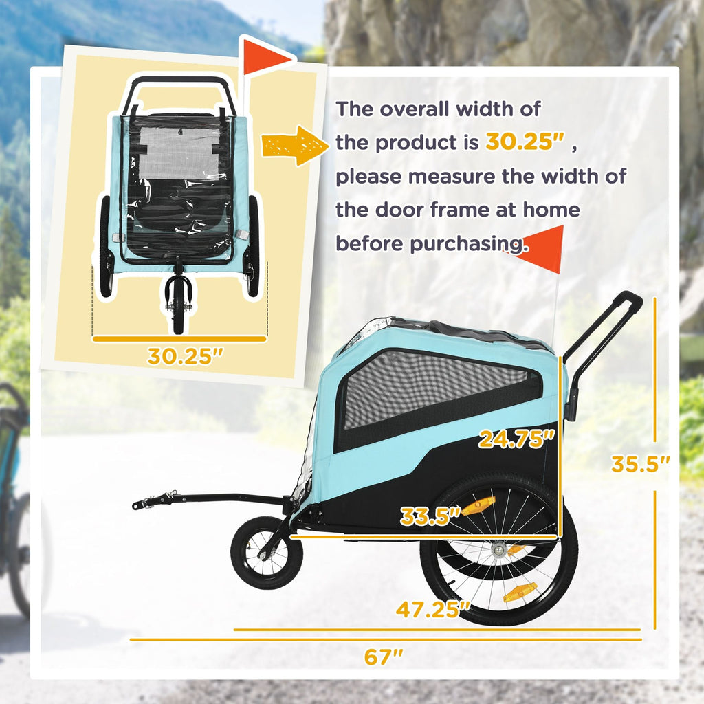 Haustier-Kinderwagen - 2-in-1 Großer Hundeanhänger & Kinderwagen Combo mit Sicherheitskupplung Schnellspannrädern Fußstütze Haustier Fahrradanhänger