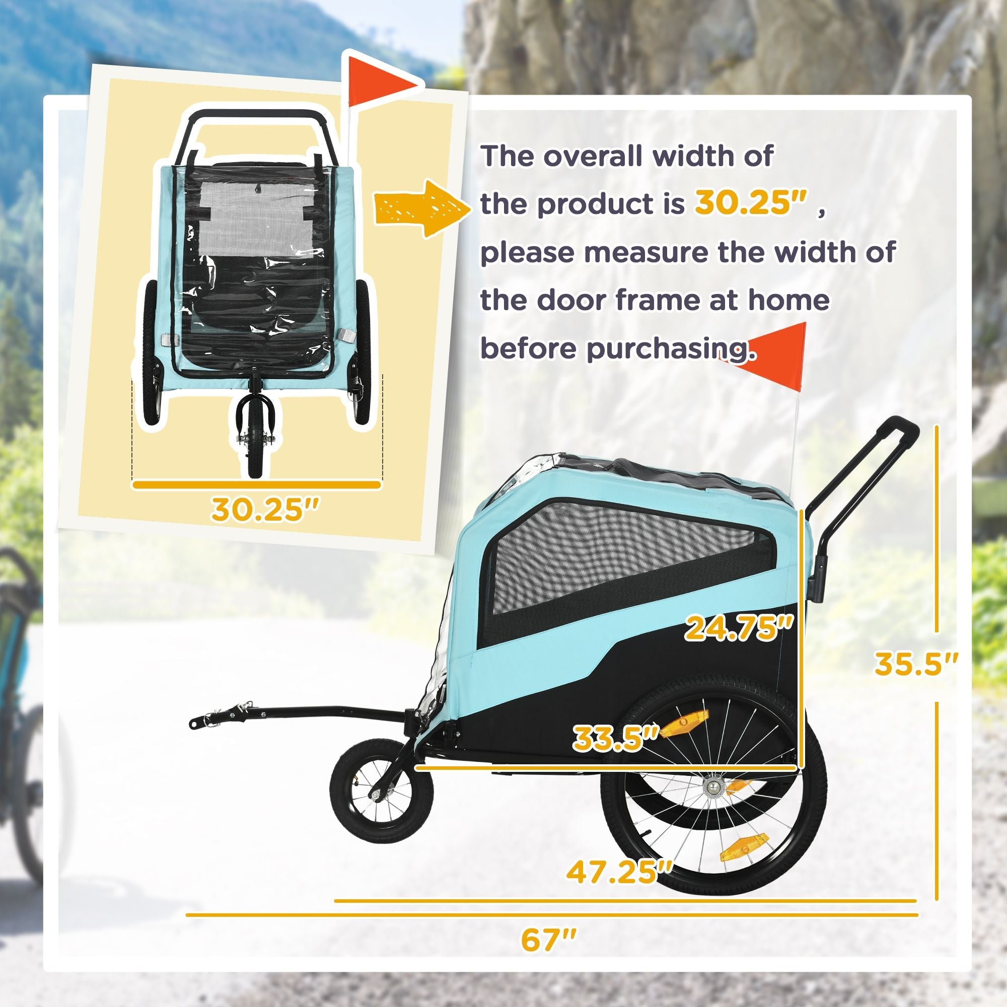 Haustier-Kinderwagen - 2-in-1 Großer Hundeanhänger & Kinderwagen Combo mit Sicherheitskupplung Schnellspannrädern Fußstütze Haustier Fahrradanhänger