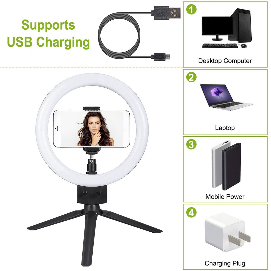 9" Dimmbare LED-Ringlampe mit Stativ, Telefon, Selfie-Kamera, Studio, Foto, Video, Make-up-Lampe
