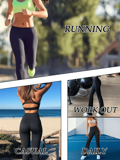 3 Stück Po-Lifting Yoga-Hosen mit Schlag – Hohe Taille, Ultra Stretch, Naked Feel Leggings für Damen