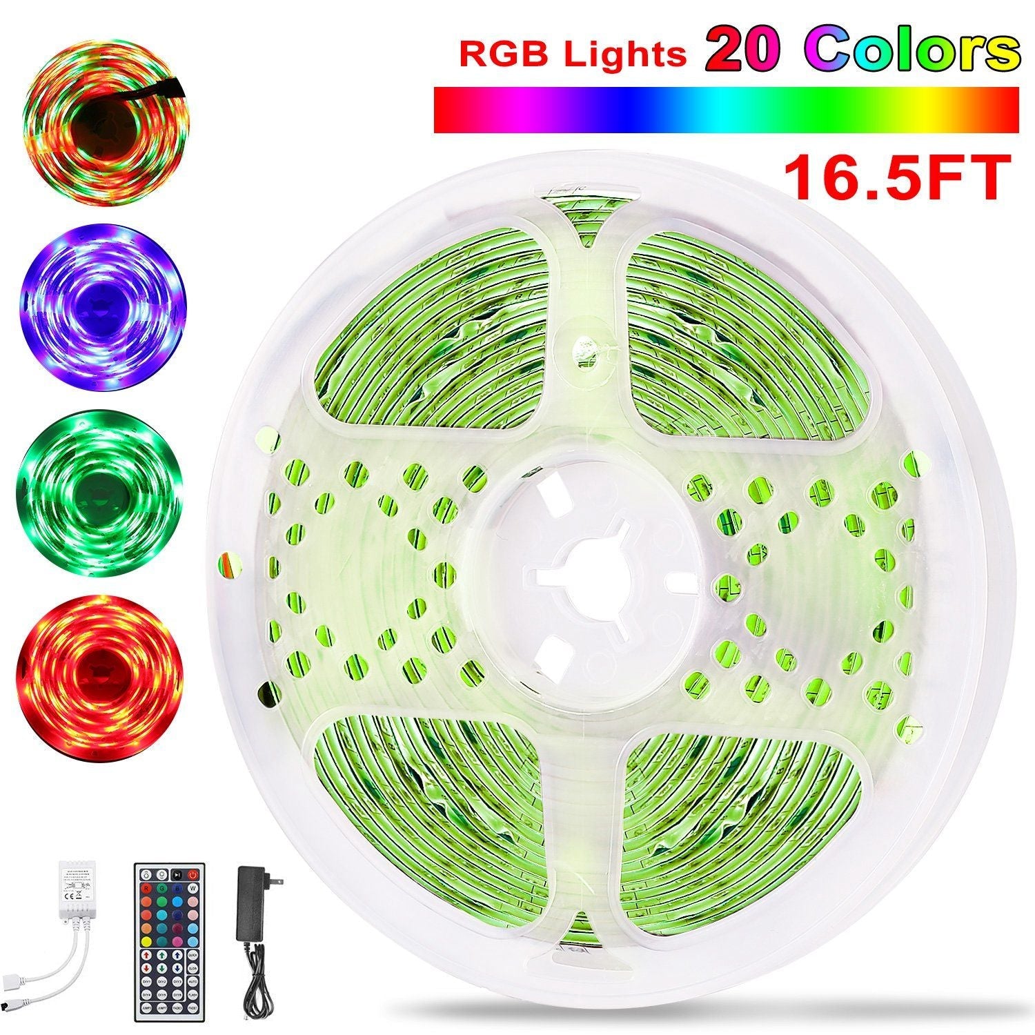 300 LEDs Streifenlichter 5M/16,5ft 20 Farben RGB LED Streifen IP65 Wasserdicht m/ Fernbedienung