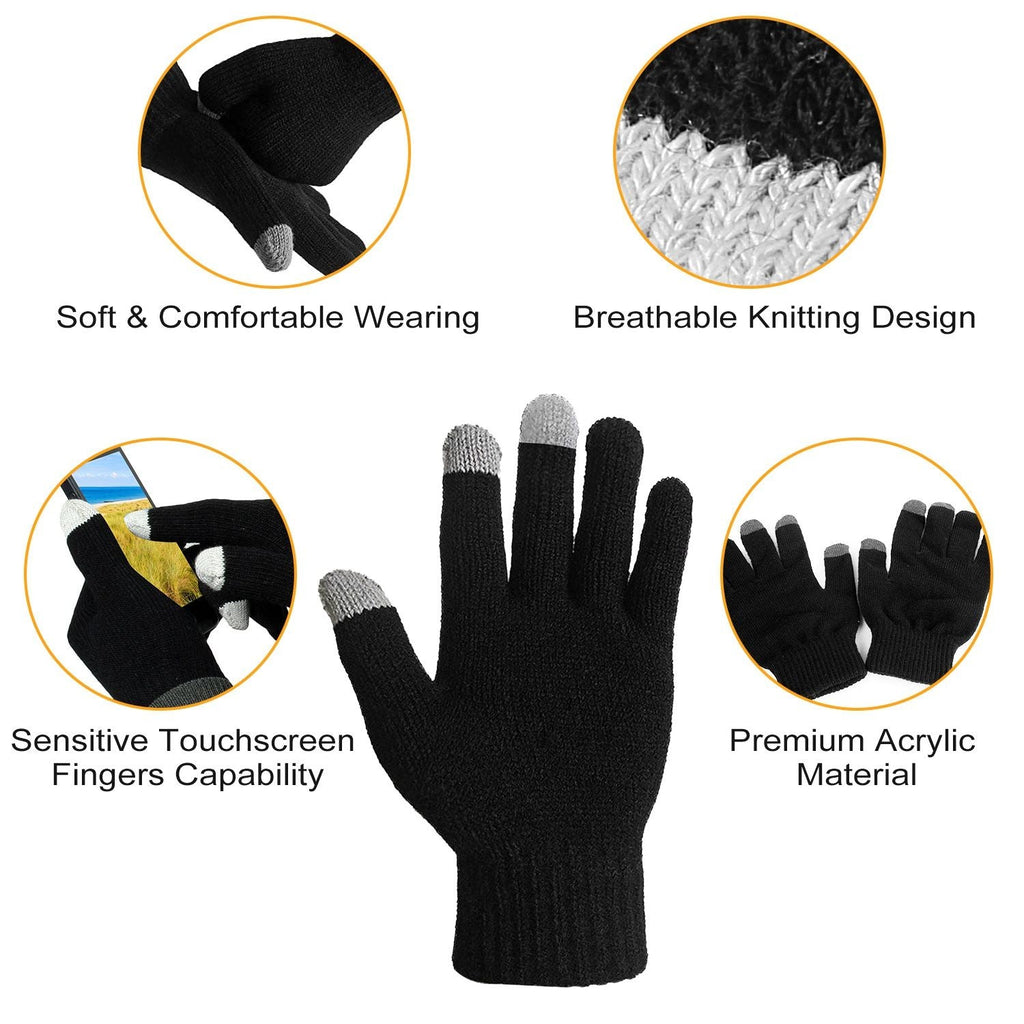 Gants écran tactile unisexe à doigts complets Gants tricotés chauds d'hiver pour la chaleur Course Cyclisme Camping Randonnée