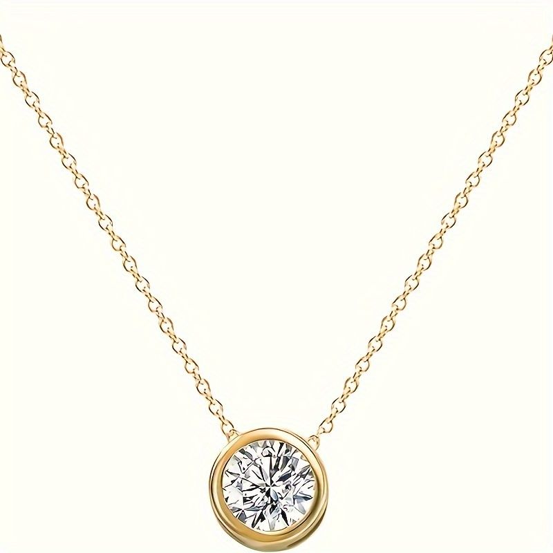 LX et LR confectionnent également un collier à pendentif simple en cuivre avec zircone D, plateau rond géométrique en or 14 carats – cadeau parfait pour la fête des mères et Noël.