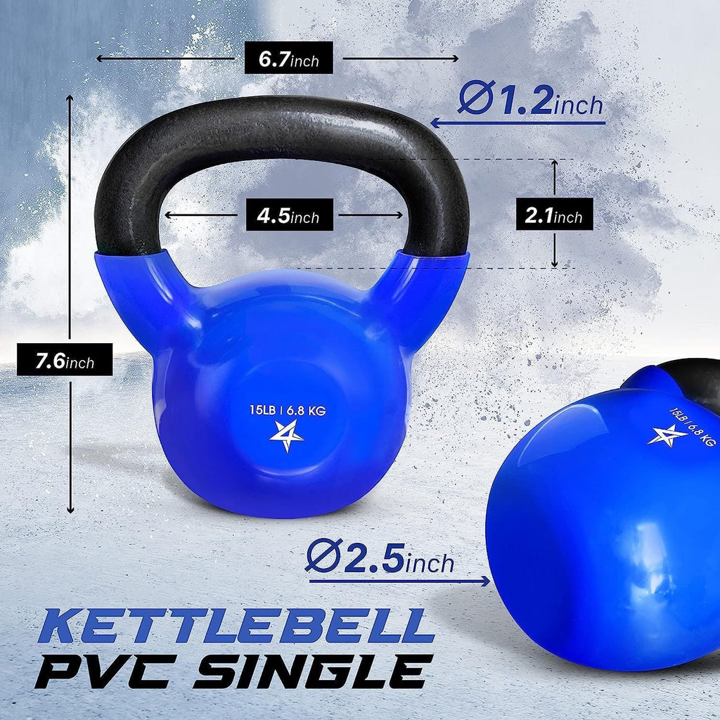 Kettlebell, 5-100 LB Vinylbeschichtete Gusseisen Kettlebells für Krafttraining, Home Gym Übungen, Fitness, Ganzkörpertraining, Liegestütze und Griffkraft