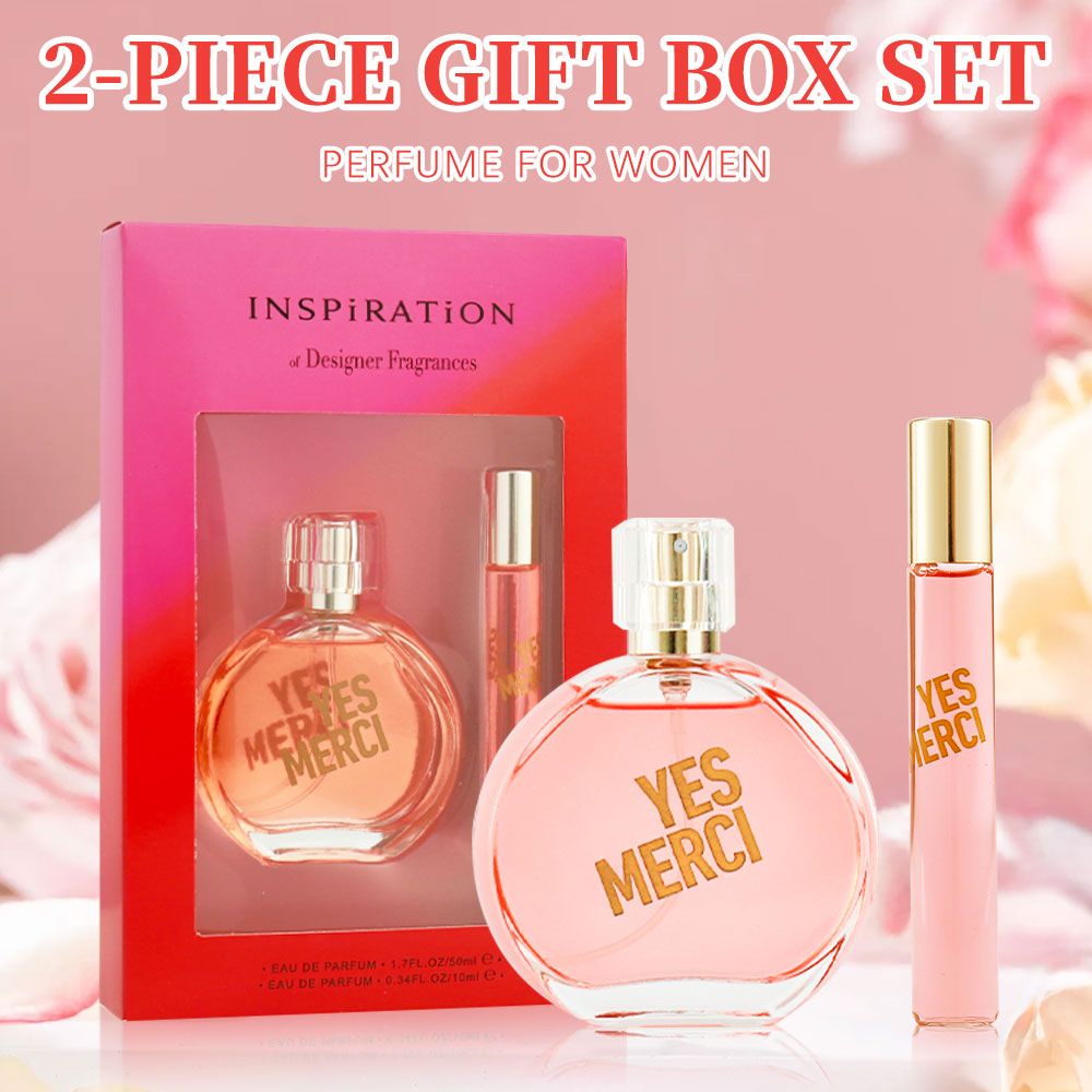 2-teiliges Set, Damen-Eau de Parfum Geschenkbox, langanhaltender Duft, Noten von Wassermelone, Birne, Tee, Acai-Beere, für Weihnachtsgeschenke, Dating, Alltag, 50 ml Parfüm, 10 ml Parfüm