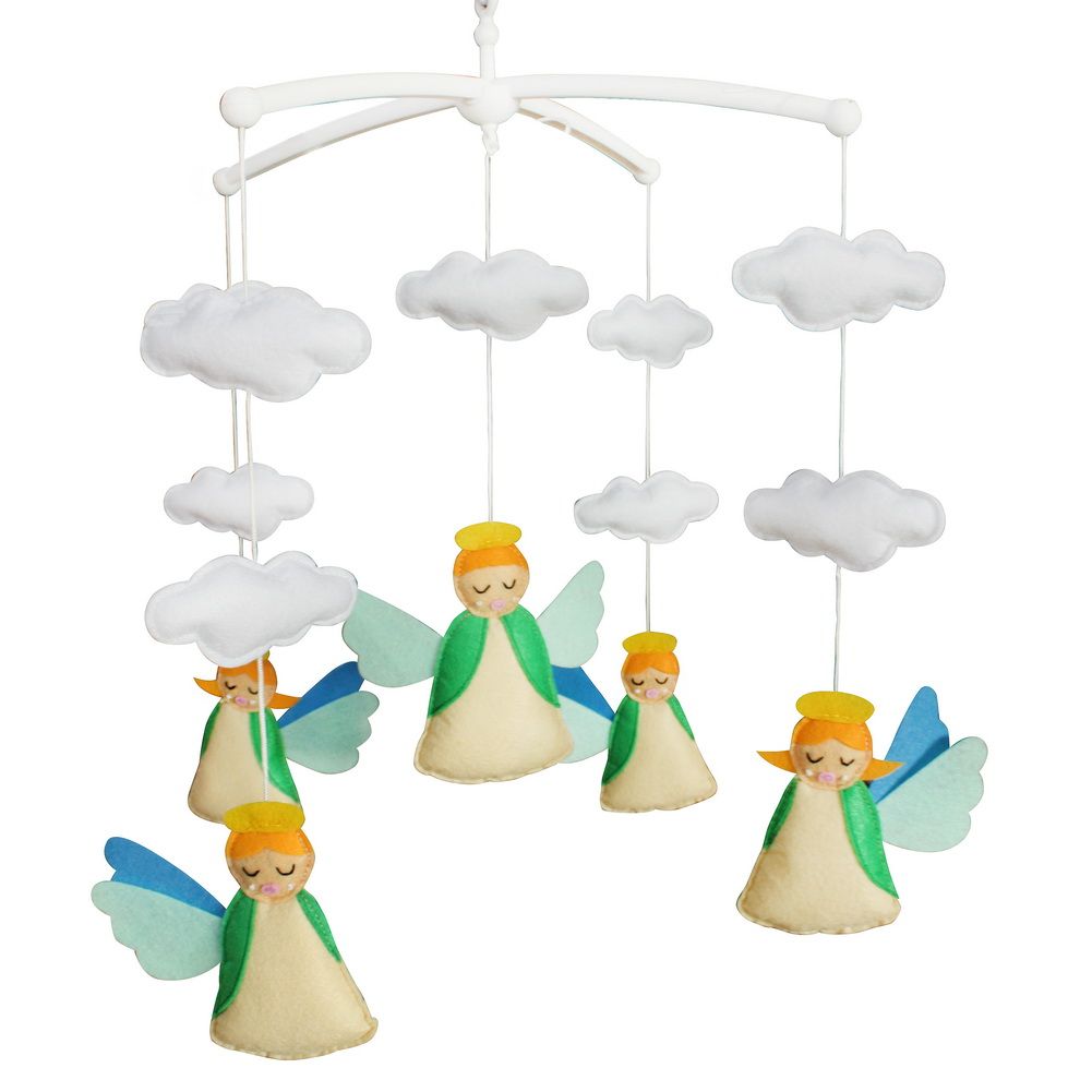 Engel Babyzimmer Hängendes Musik-Mobile Kinderbett-Spielzeug Babybett-Mobile Kinderzimmer-Deko für Mädchen Jungen