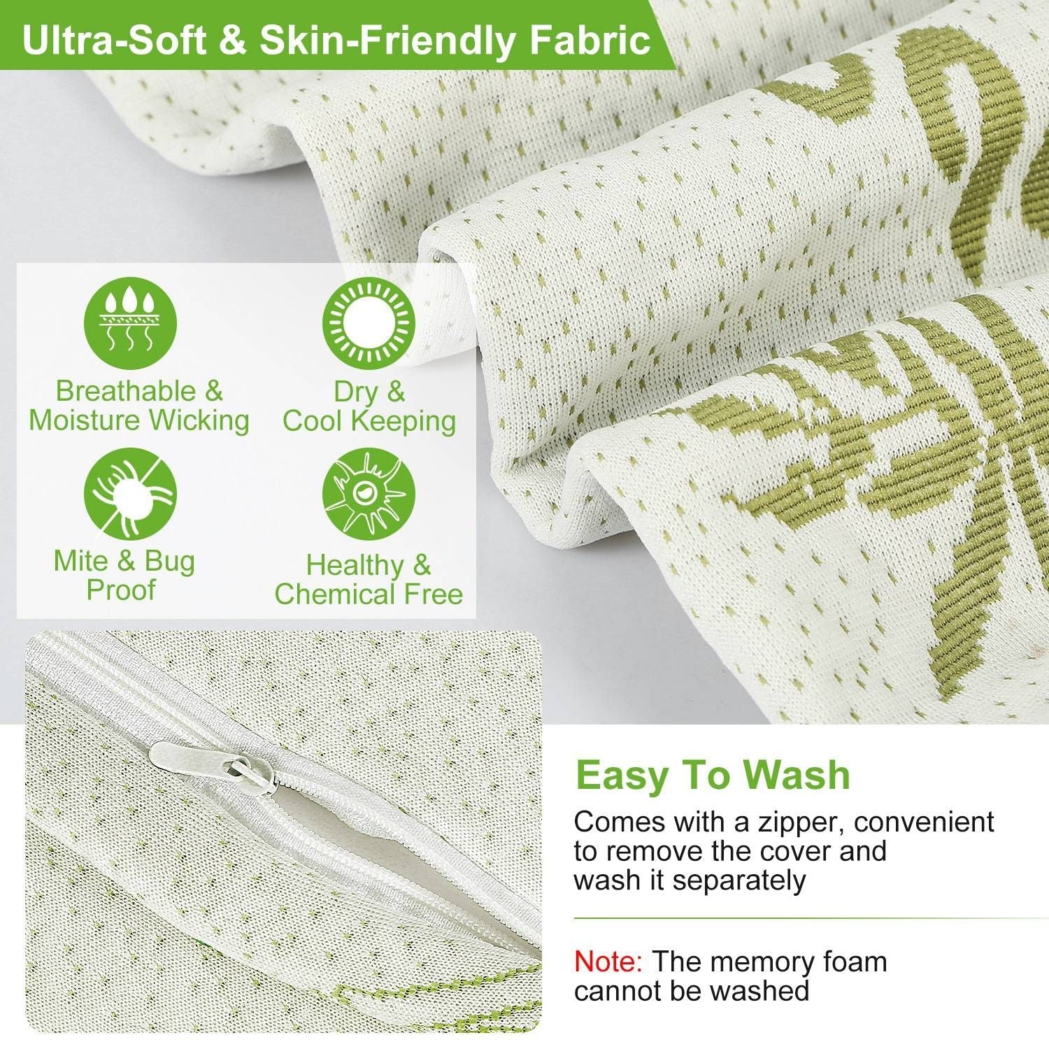 Bambus Memory Foam Schlaf Kissen Konturiertes Nackenstützkissen Orthopädisches Kissen Nackenstütze Atmungsaktives Kissen