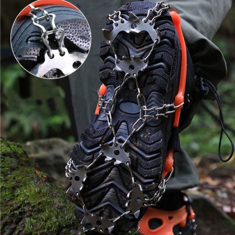 1 Paar Outdoor Eiskralle rutschfeste Überschuhe Wanderschuhkette Edelstahl rutschfester Schnee Klettern Anti-Sturz Schuhketten