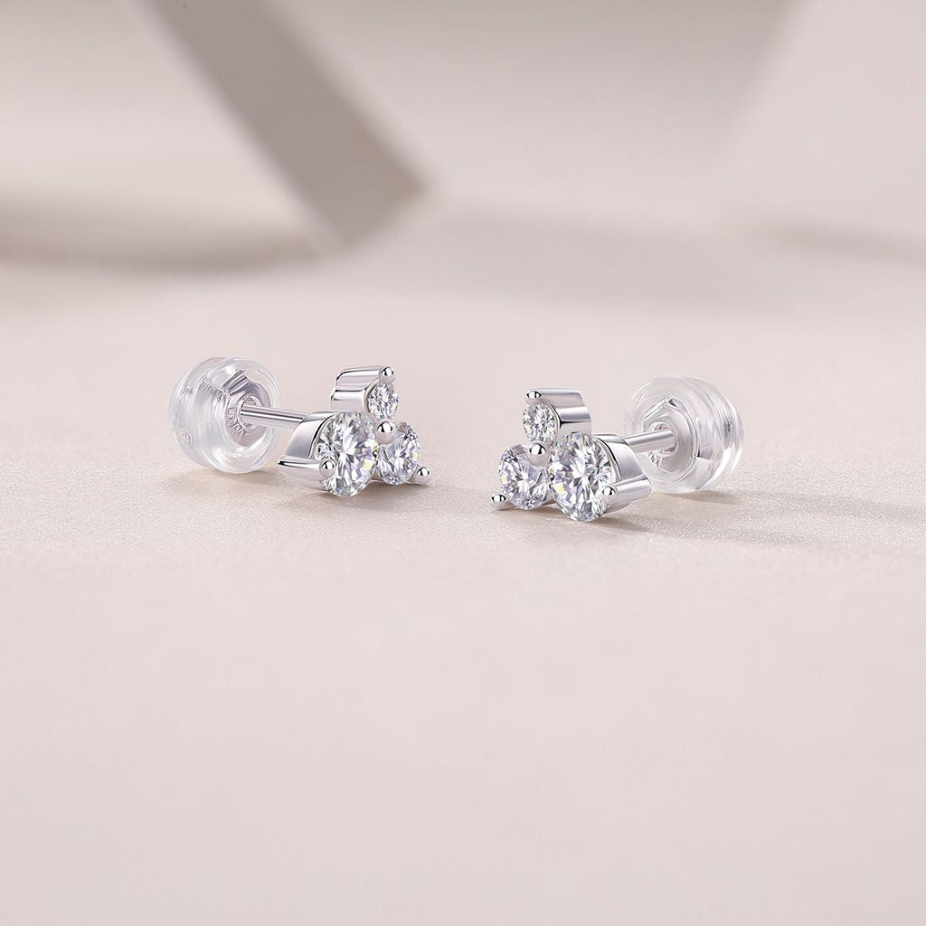 Waves-Set mit Moissanit 0.3 Karat S925 Sterlingsilber und platinbeschichtete Ohrstecker Modeschmuck Silberschmuck
