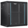 12HE Wandmontage Servernetzwerkschrank, 15,5'' Tiefe, sicheres Rack-Gehäuse, trägt bis zu 90 kg, abschließbare Glastür & Seiten, ideal für IT- & A/V-Geräte