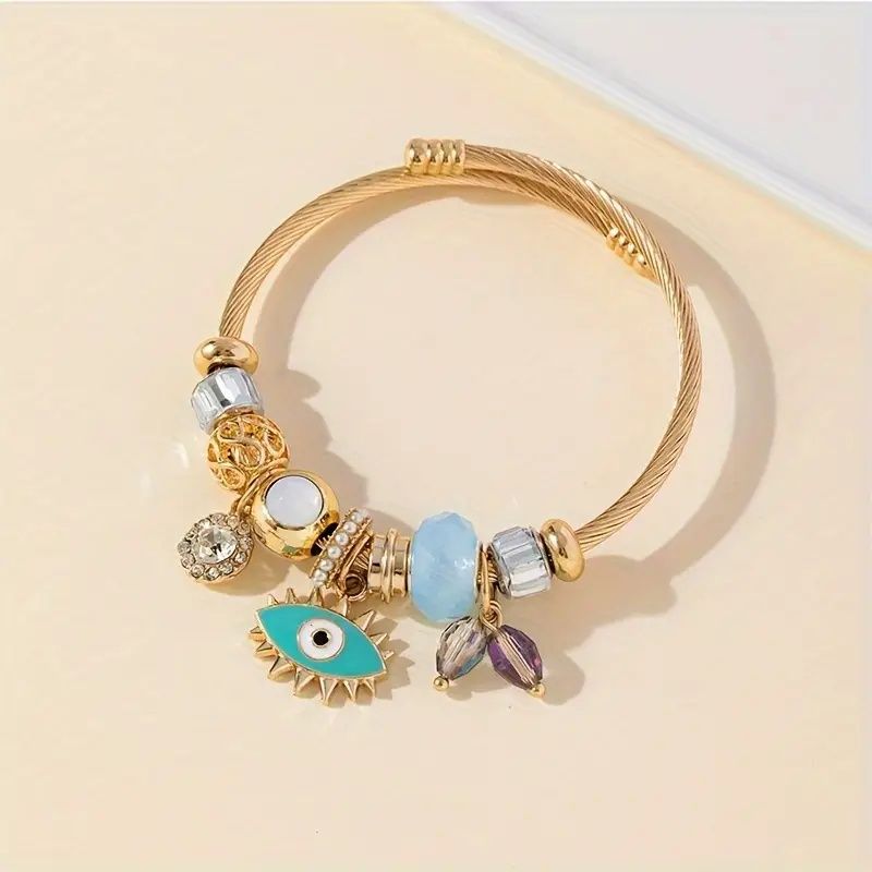 Bracelet de perles DIY, accessoire de mode multia-éléments en acier inoxydable, alliage de cuivre et strass