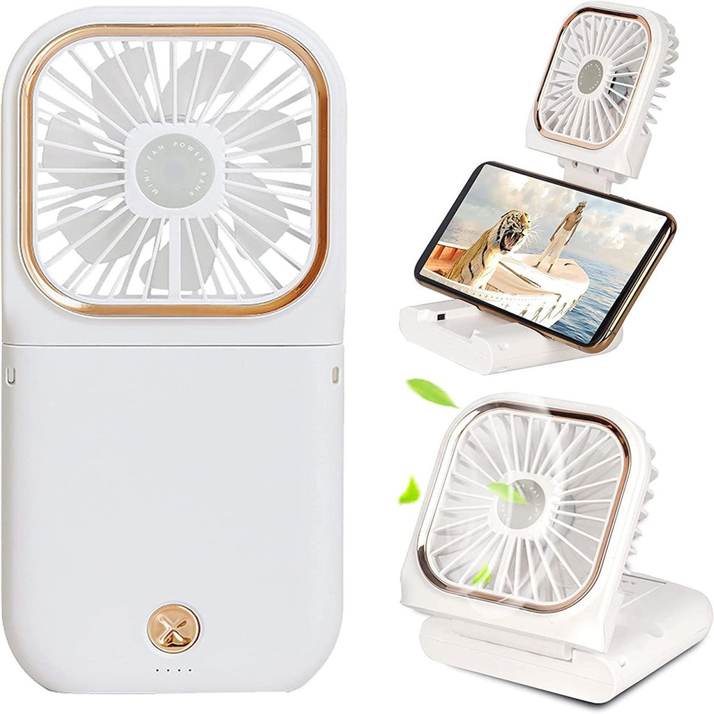 Mini ventilateur portatif ; Mini ventilateur USB avec batterie externe rechargeable ; Petit ventilateur personnel à 3 vitesses ; Ventilateur de bureau pliable avec batterie de 3000 mAh ; Ventilateur de cou avec cordon