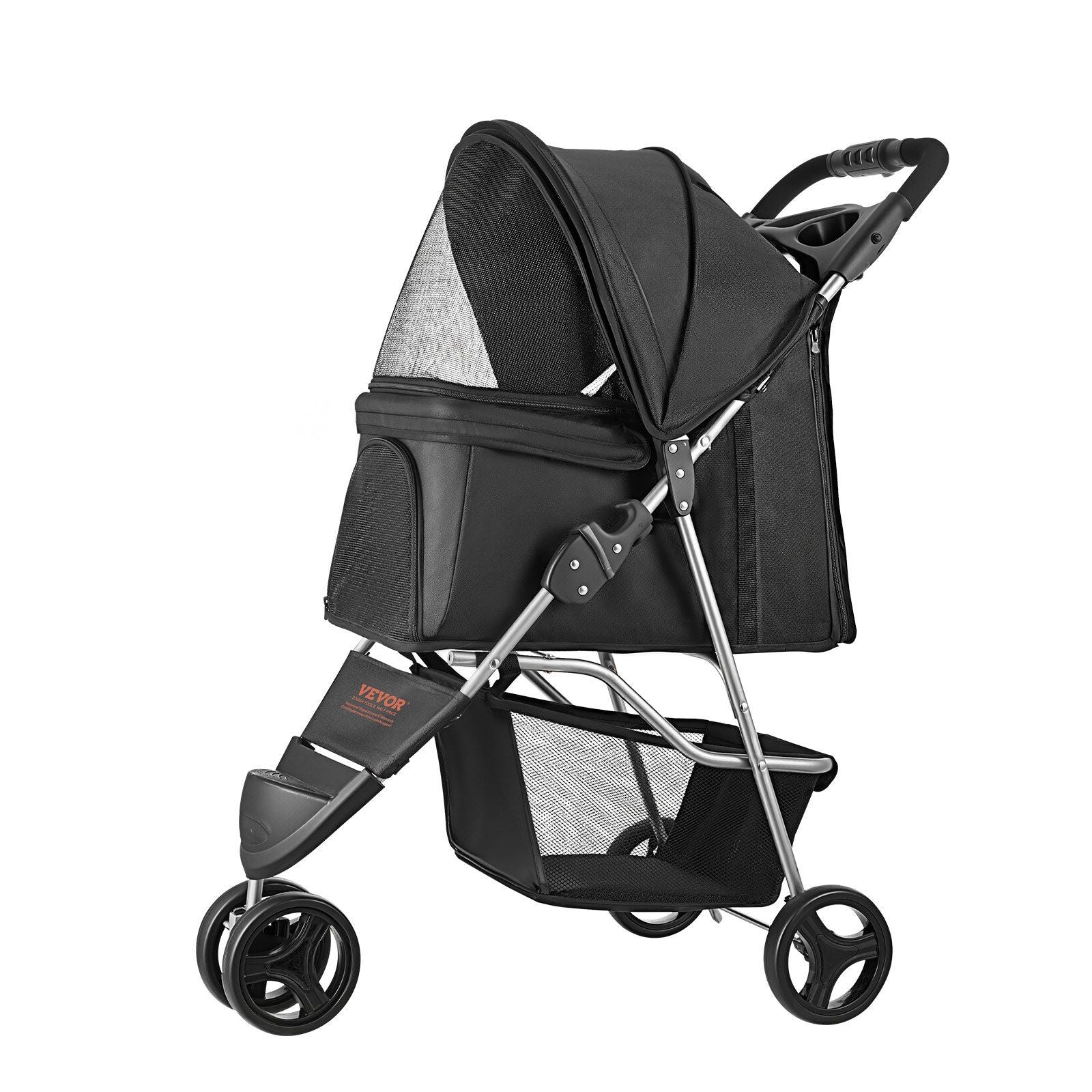 Hundetrolley faltbar 3 Räder Hundebuggy mit Bremse bis 16 kg Reise Camping
